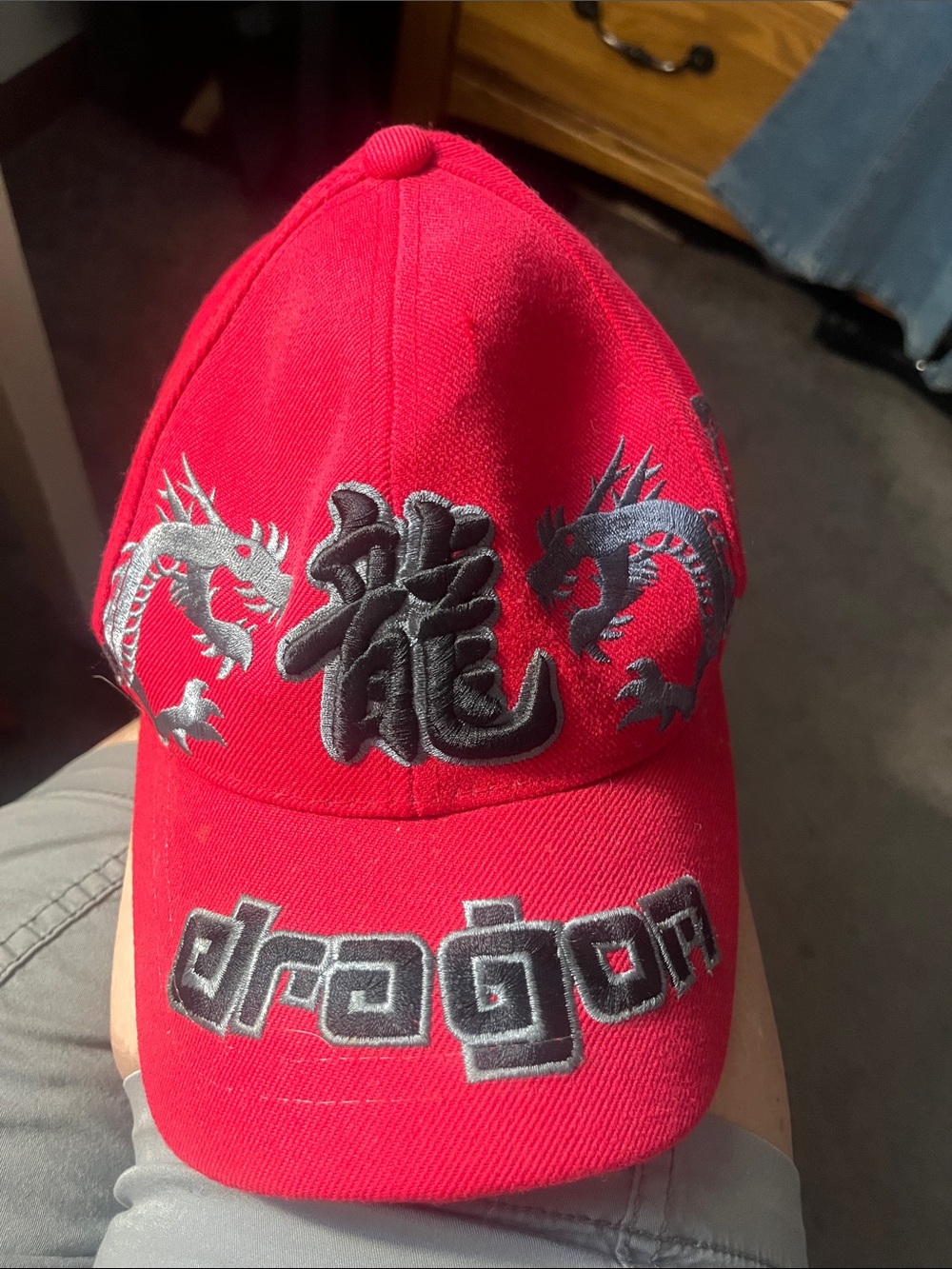 Kids Red Dragon Embroidered Baseball Hat